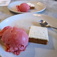 Orange and Carrot Cake with Watermelon Sorbet at Pizza Express in Cheltenham