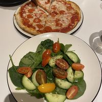 Pepperoni pizza and salad (before dressing was added)  #Veganuary at Pizza Express in Hull