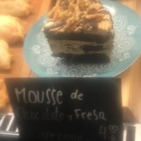 Chocolate and strawberries mousse pie  at Dempanadas in Valencia