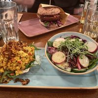 Vegan bagel with burger  at Beetnut in Zurich