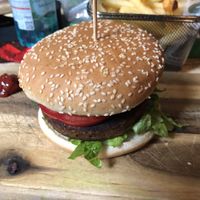 The vegan burger at Scholars Lounge Irish Pub in Rome