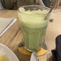 Matcha latte  at Katzencafe Miezhaus in Bielefeld