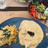 Tofu with chestnut cream  at Raizes in Quarteira