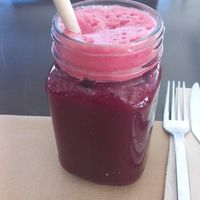Apple and beetroot. The juice of the day at Raizes in Quarteira