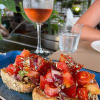 Beautifully fresh bruschetta    at Raizes in Quarteira