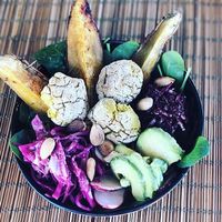 Chickpea falafel buddha bowl  at Raizes in Quarteira