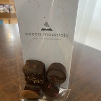 Vegan chocolates: rose fondant, marzipan, lemon Turkish delight, hazelnut   at Cocoa Mountain in Durness