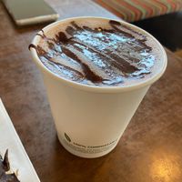 Vegan hot chocolate - make sure to mix before you drink!  at Cocoa Mountain in Durness
