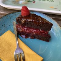 Raspberry chocolate cake   at PappaGioia in Florence
