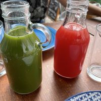 Green juice and lime and water melon juice  at GiG - Green is Good in Ericeira