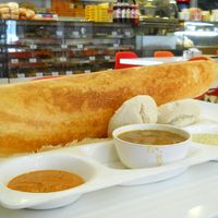 South Indian platter: Masala Dosa and Idli (usually it's Dosa, Vada and Idli, but I had two Idli instead) at Sajangoth - Kamaladi in Kathmandu