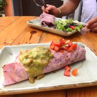 Breakfast burrito and burrito with sweet potato and pumpkin  at Big Bite Home Style Veggie Cafe in Koh Tao