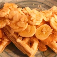 Waffle w homemade peanut butter at Nude Cafe in Ibiza