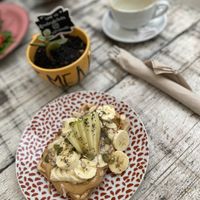 Vegan waffles with homemade peanutbutter   at Nude Cafe in Ibiza