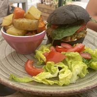 Vegan burger  at Nude Cafe in Ibiza