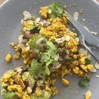 Tofu/Avocado toast (modified for me) ♥️ they didn’t y have vegan cheese so gave me a delicious avocado instead. Bread was so yummy and fresh   at Nude Cafe in Ibiza