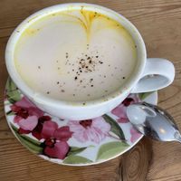 Turmeric latte with oat milk   at Nude Cafe in Ibiza