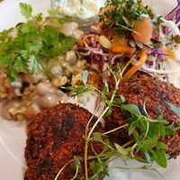 Beautiful to look at and lovely taste, might be a tad little tzatziki for my taste. Would like to try the other dishes though! at Atlas Bar in Copenhagen