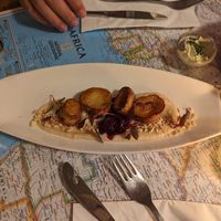 King oyster mushrooms with purred cauliflower at Atlas Bar in Copenhagen