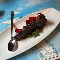Raw chocolate cake at Atlas Bar in Copenhagen