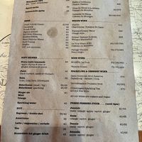 Drink menu  at Atlas Bar in Copenhagen