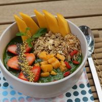 'Snooze' smoothie bowl with Kale base. at Snooze in Chiang Mai