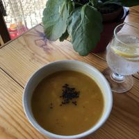 Leek soup  at Gaia Loja Restaurante in Rogil