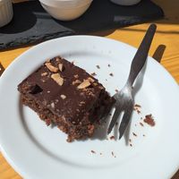 Chocolate brownie at Gaia Loja Restaurante in Rogil