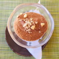 Carob & banana mouse  at Gaia Loja Restaurante in Rogil