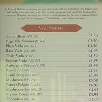 Menu on the outside of the building at Cafe Malabar in Norwich