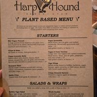 Vegan menu (front) at Harp and Hound in Ogden