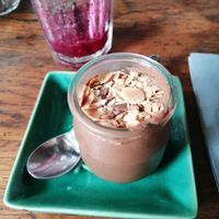 Mousse au chocolat vegan au lait d'amande at La Causerie des Mondes in Dijon