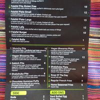 Paper menu grabbed from May 2021 at FalafaLafa in Brooklyn