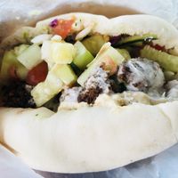 Falafel on pita bread. at FalafaLafa in Brooklyn