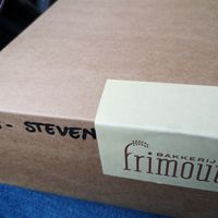 Box when ordered online for pick-up at Bakery Frimout in Ghent