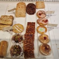 Vegan pastry seperate in counter at Bakery Frimout in Ghent