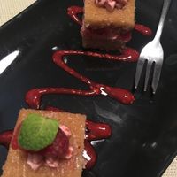 Barolo Chinato infused sponge cake with raspberry cream at Soul Kitchen in Genoa