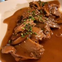 Fricando (seitan euro mushrooms and potato) at Om in Girona