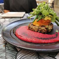 Vegan burger at Om in Girona