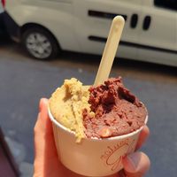Pistazie und Schoko mit Haselnuss at Natura Gelato in Trieste