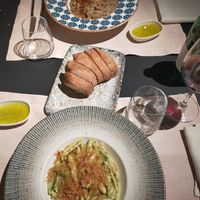 Veganized pasta dishes and Matera bread with olive oil at Stano Ristorante Pizzeria in Matera