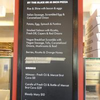 brunch menu at Pizzanista in Long Beach