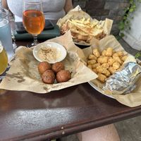 Vegan hush puppies, gyro and Reuben!!   at My Parents' Basement in Avondale Estates