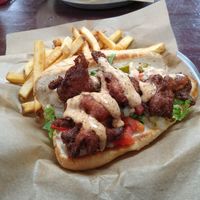 Vegan oyster mushroom po'boy at My Parents' Basement in Avondale Estates