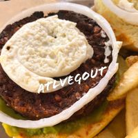 Beet burger at My Parents' Basement in Avondale Estates