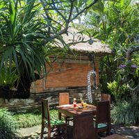They have many seats under roofs as well at Miro's Garden Restaurant in Ubud
