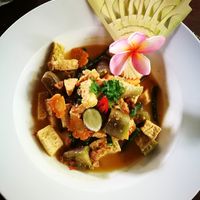 Vegetables, tempeh at Miro's Garden Restaurant in Ubud