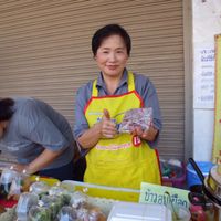 The owner. at Vegan Food Stall in Chumphon