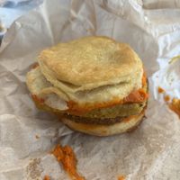 chorizo breakfast sandwich!  at Mud Pie Vegan Bakery and Coffee in Mission