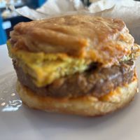 Chorizo breakfast sandwichh  at Mud Pie Vegan Bakery and Coffee in Mission